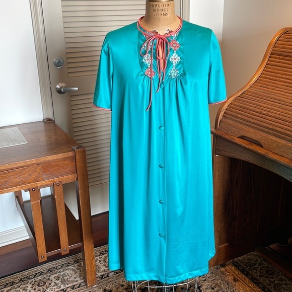 jcpenney Intimates & Sleepwear Vintage Teal With Floral Embroidery
